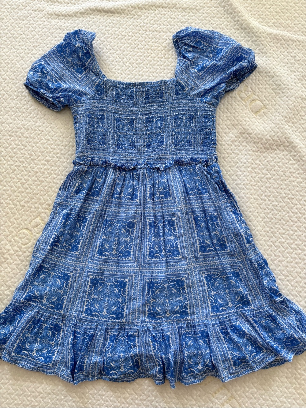 Vineyard Vines Blue Smocked Girls Dress - Size 8-10